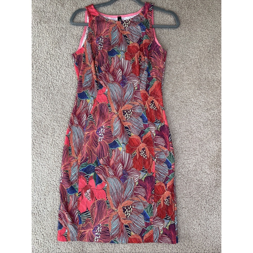 Elana Kattan Womens Multicolor Flower Sleeveless Knee Length  Slim Dress M Boho